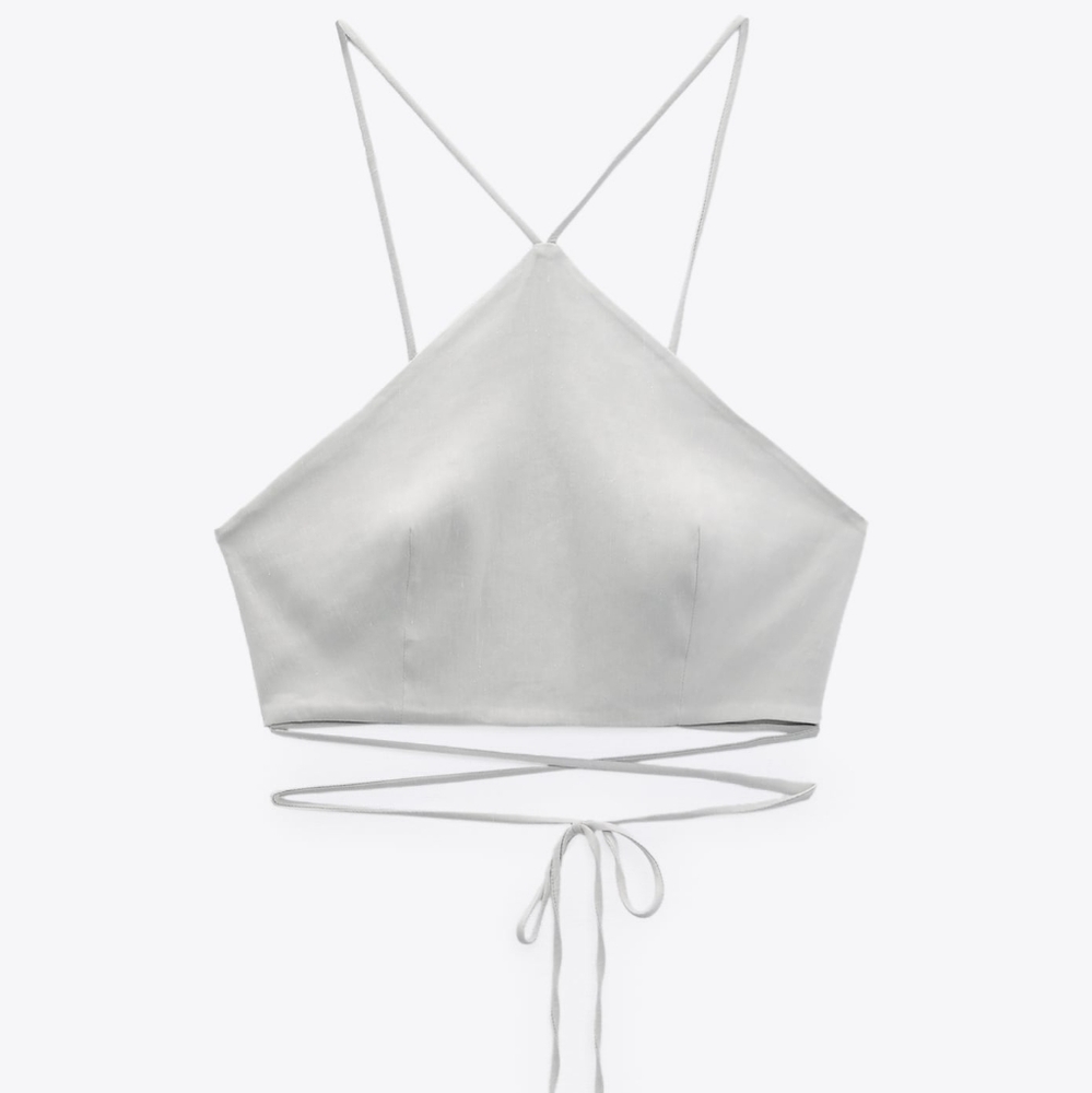 LINEN BLEND CROP TOP - Picture 7 of 7